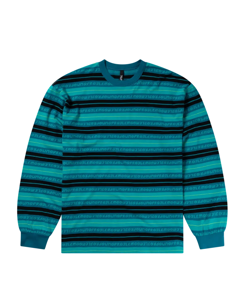 No Problemo Jacquard Stripe tricou mânecă lungă Aqua jacquard