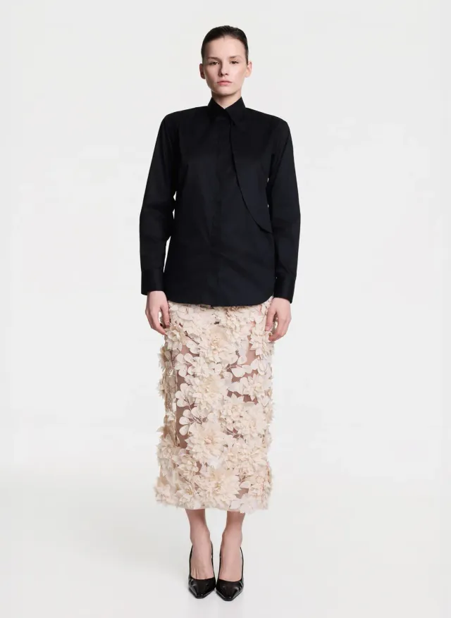 Dualitae Black Shirt Folded Across The Chest camasa neagra