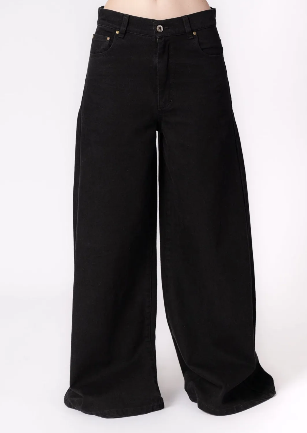 Dualitae Lorena Wide-Leg blugi negri talie inalta