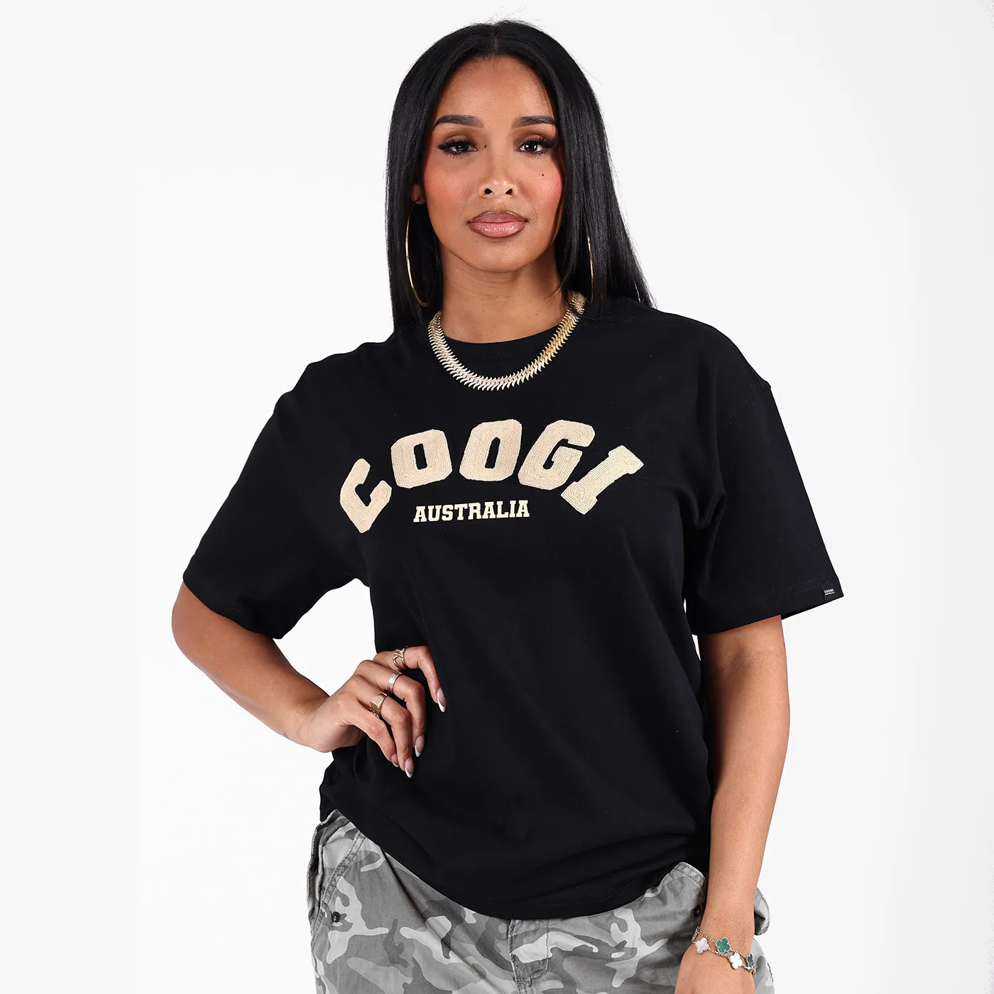 COOGI Applique tricou negru bumbac clasic