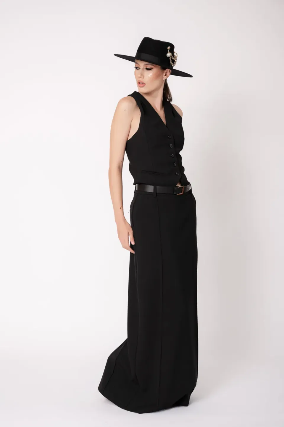 Dualitae X Dadarlat Black Fedora palarie neagra lana 55