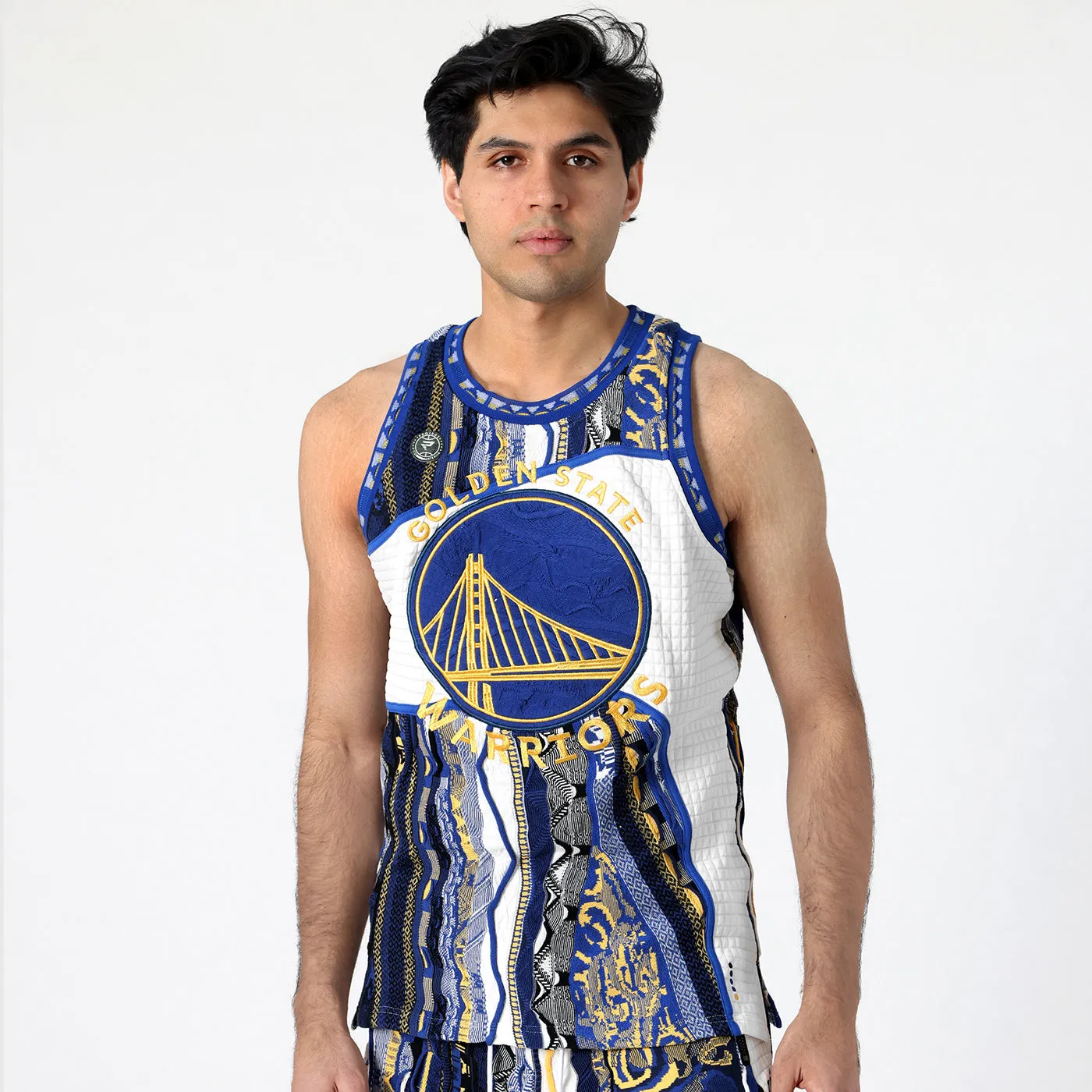 COOGI X NBA Warriors vesta tricotata albastru-auriu