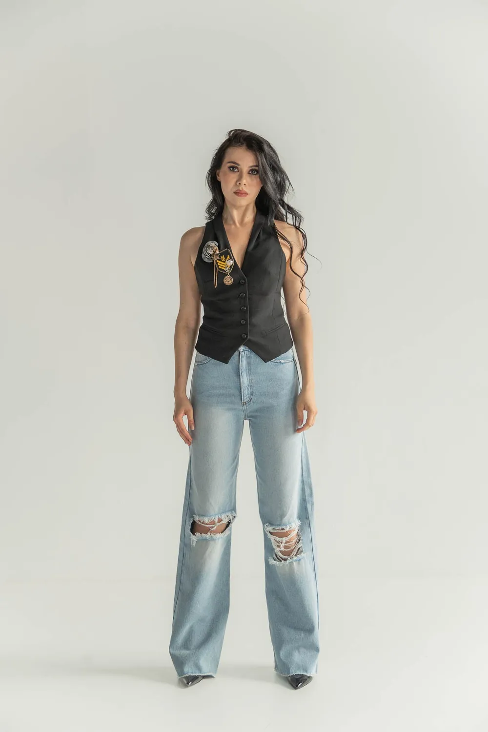 Dualitae Alysa jeansi negri bumbac S-L