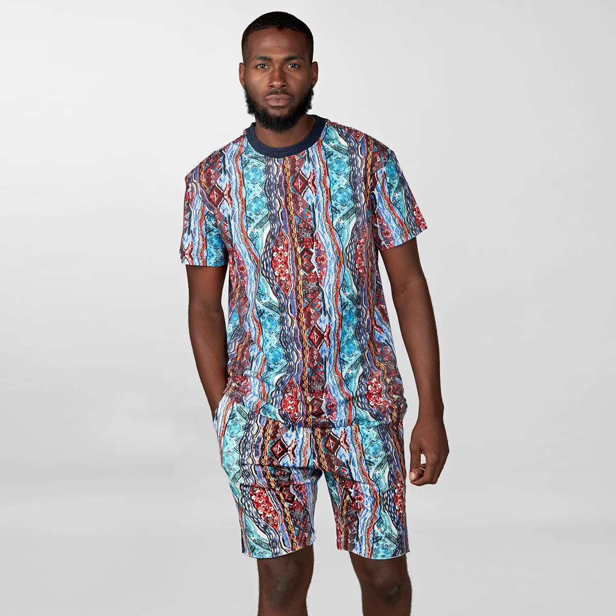 COOGI OG Red-Blue All-Over pantaloni scurti fleece bumbac