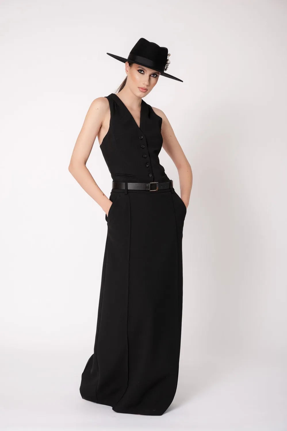 Dualitae Celine fustă maxi neagră 106 cm