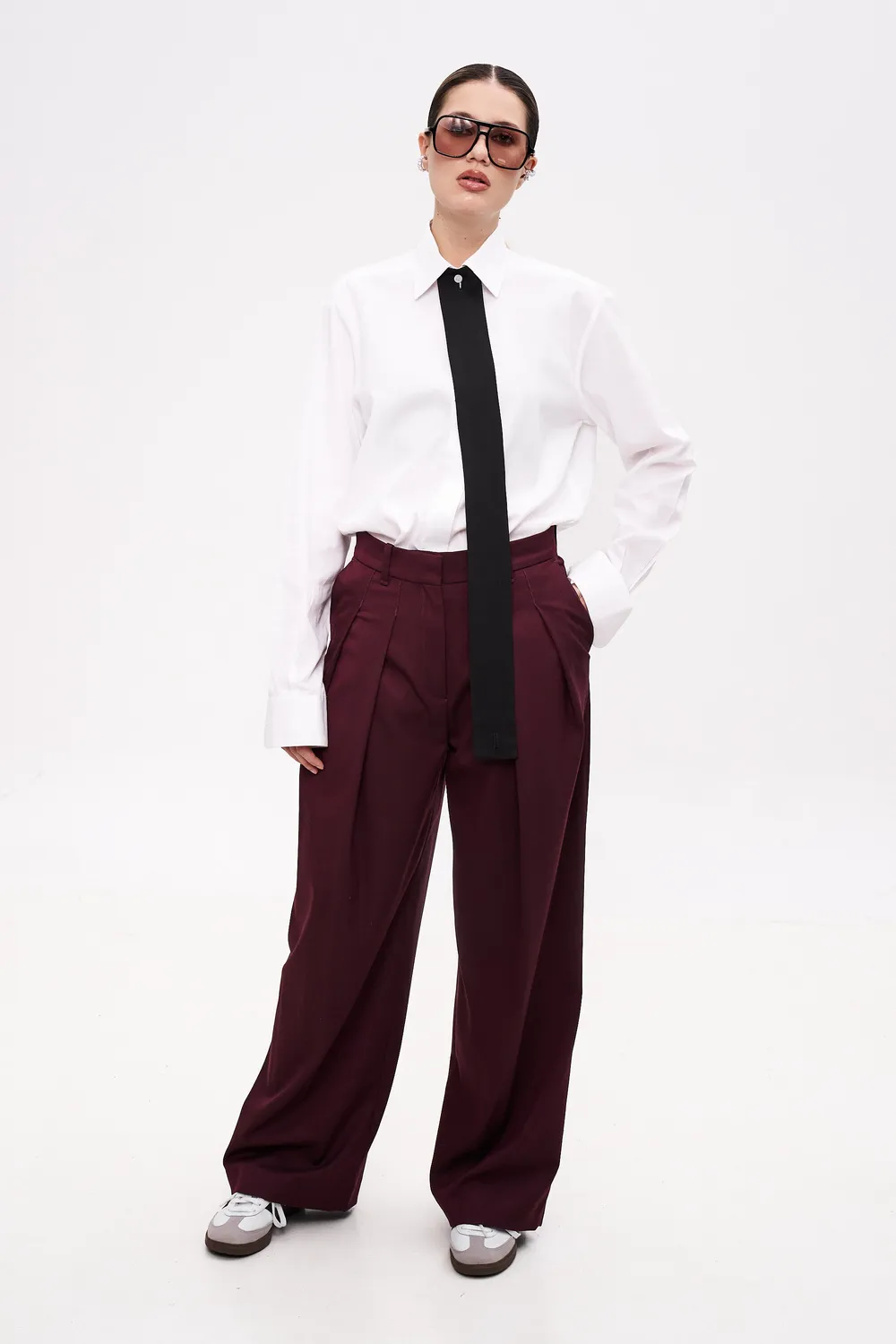 Dualitae Manon pantaloni burgundy viscoza 109 cm