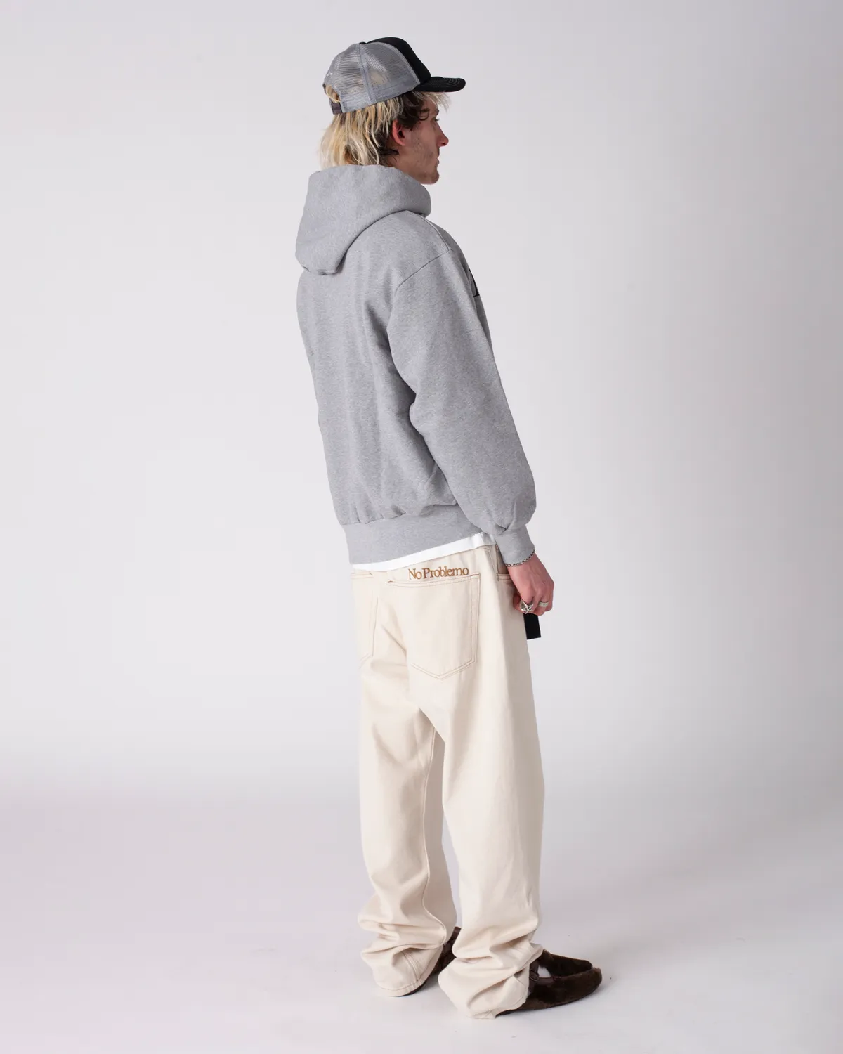 No Problemo Bagi Jean blugi albi baggy bumbac