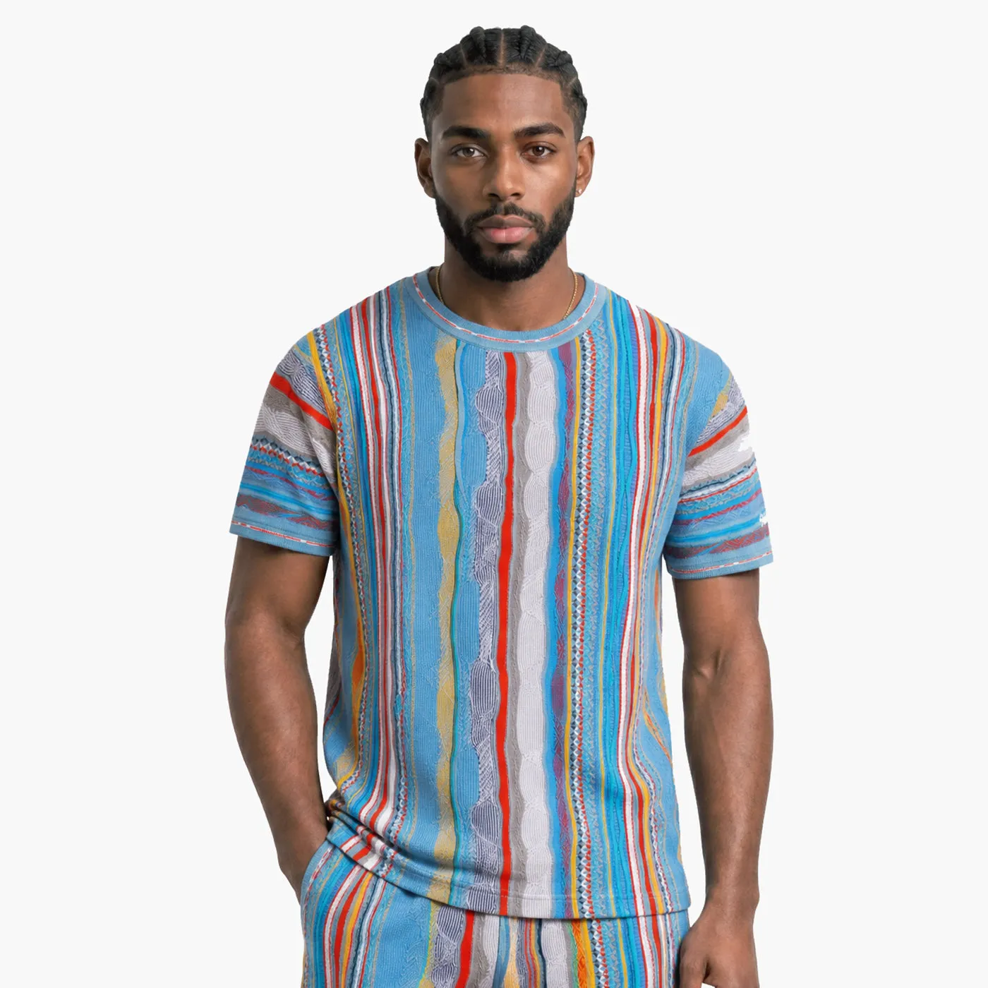 COOGI Light Weight Tricou tricotat gri-albastru bumbac