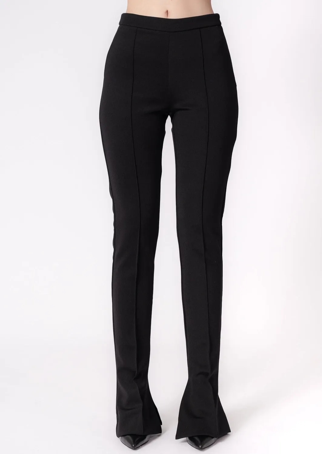 Dualitae Zoe pantaloni negri neopren evazati