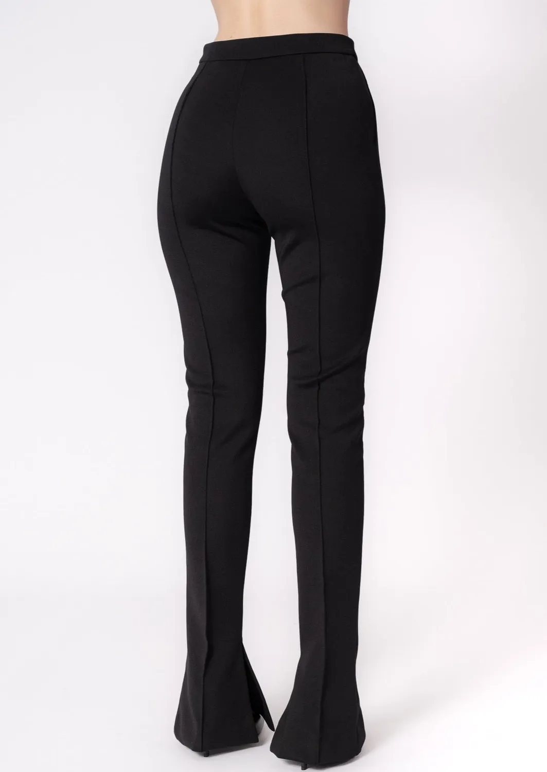Dualitae Zoe pantaloni negri neopren evazati
