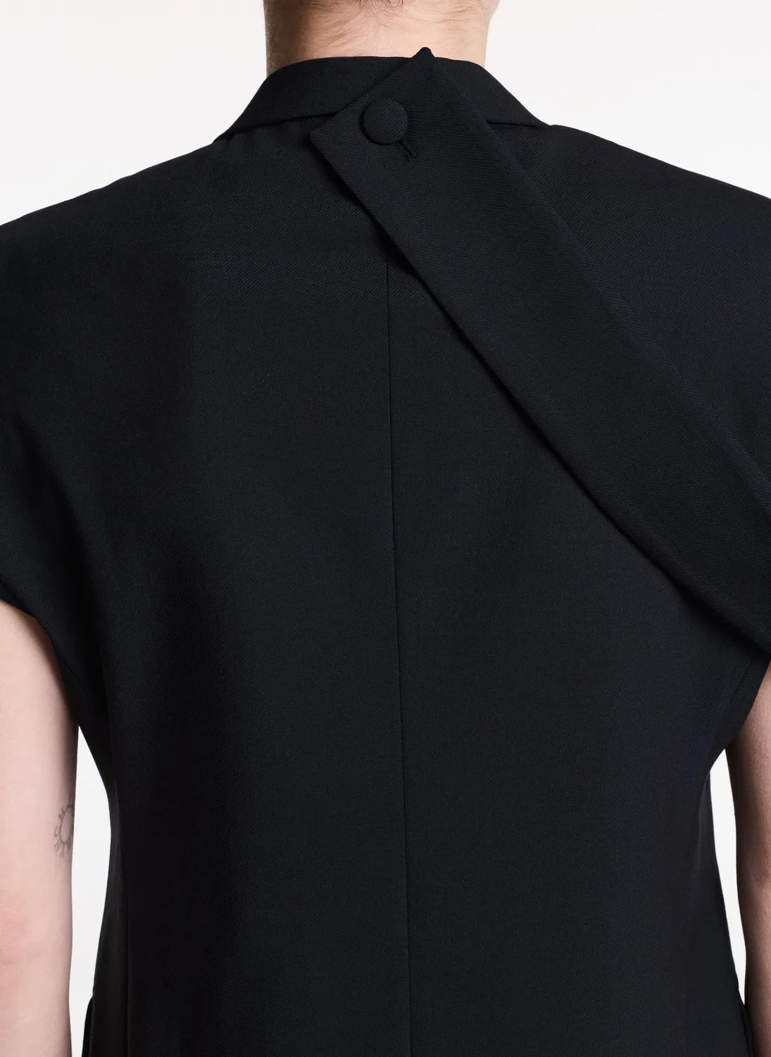 Dualitae Double-Breasted Sleeveless vesta neagra