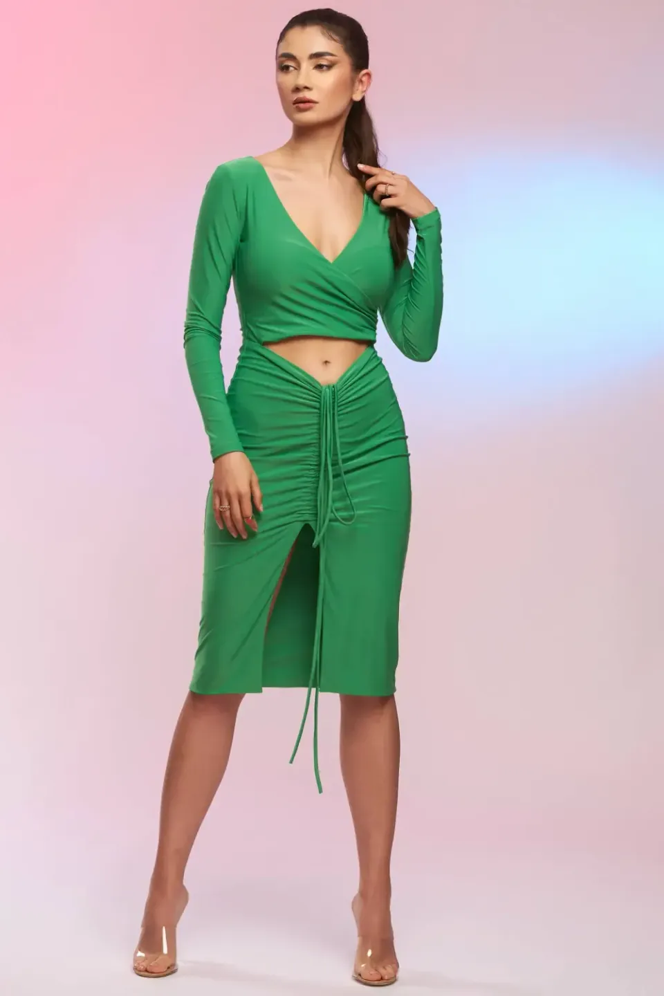 Grama Shop Mojito rochie mulată verde electric