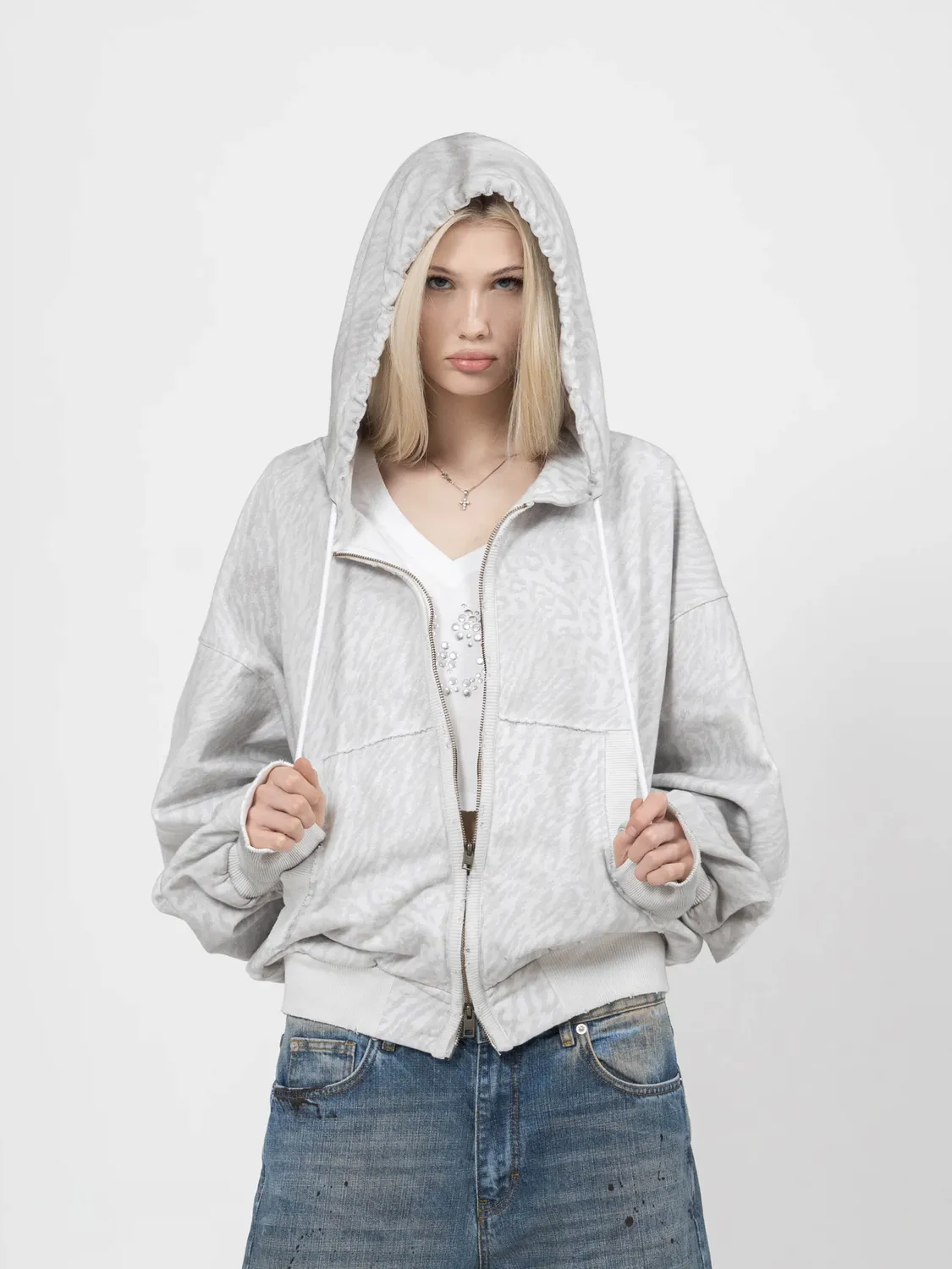 Enrage 2010 Zip Hoodie hanorac alb leopard