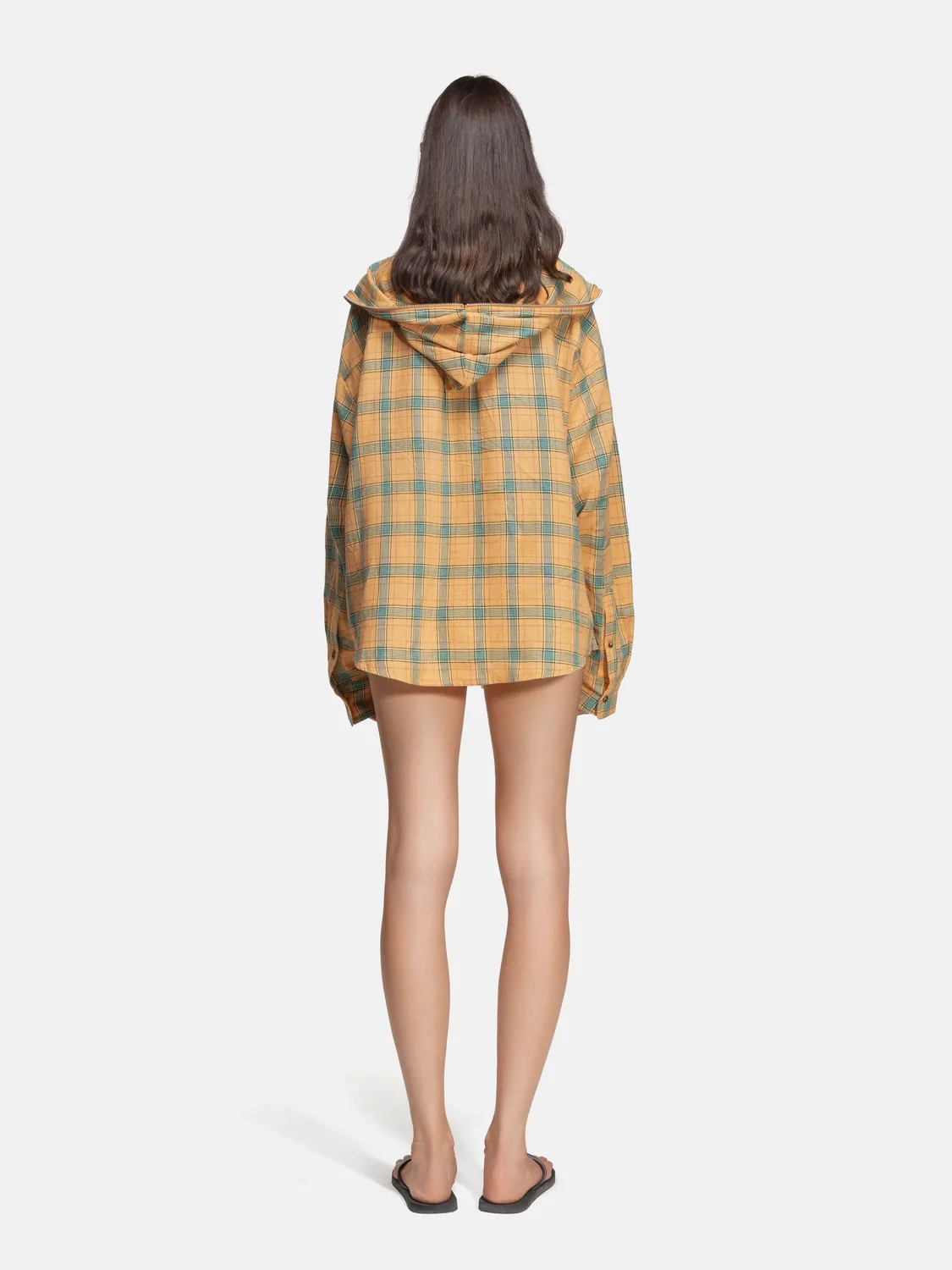 Enrage Flannel Hoodie hanorac galben tip camasa