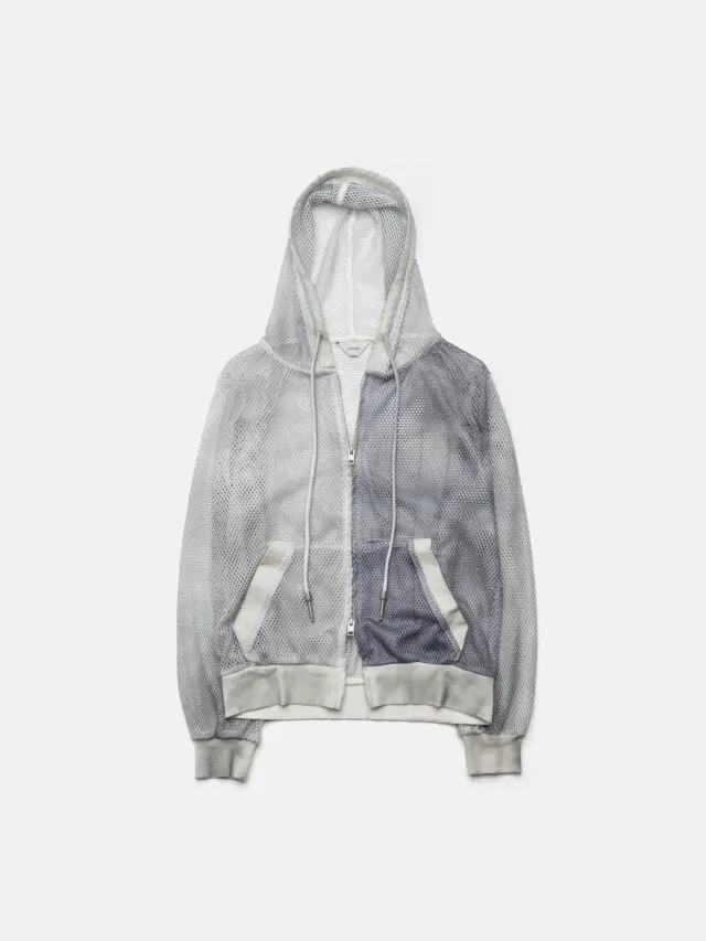 Enrage Mesh Hoodie hanorac alb cu fermoar mesh