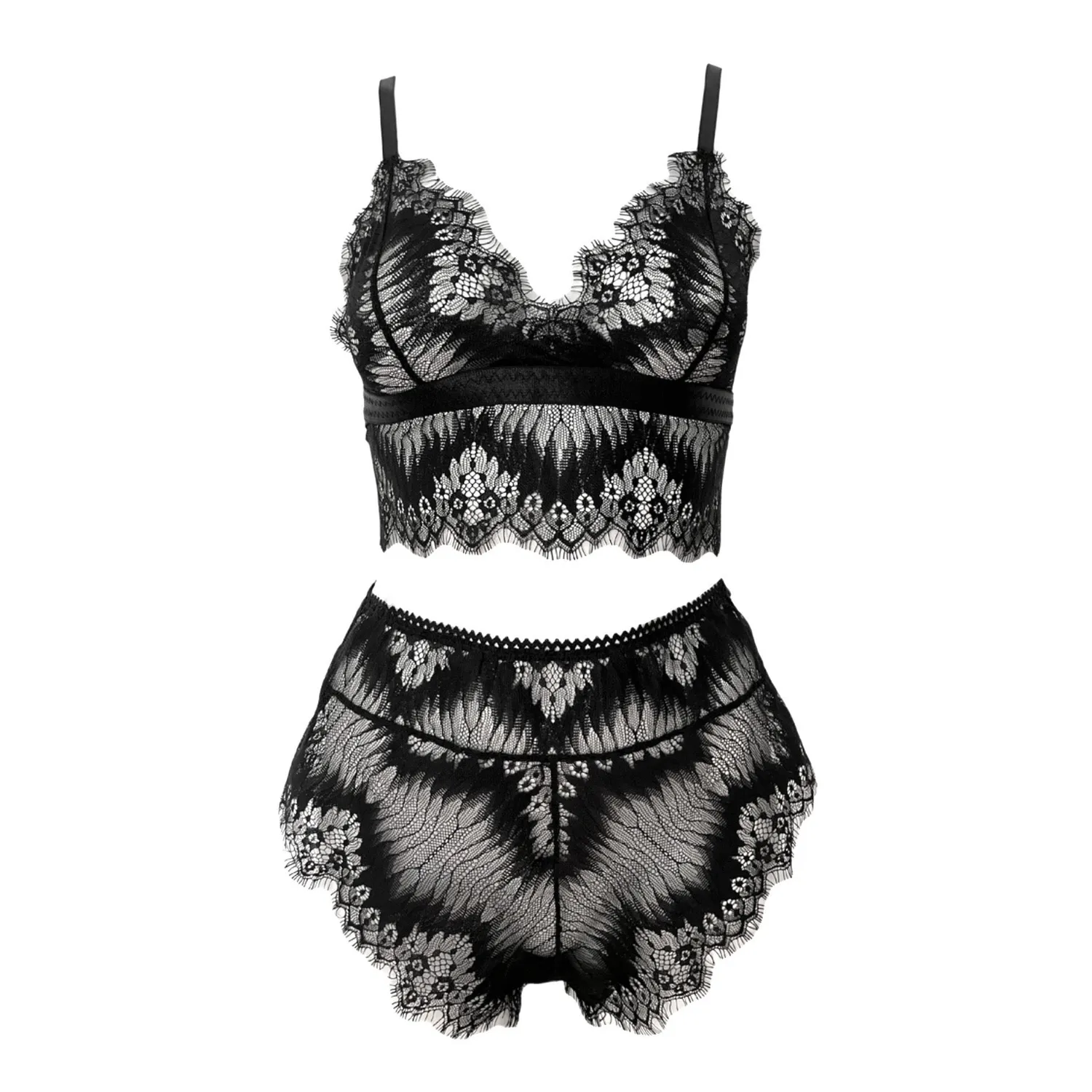Dualitae x Ukiscreator set lenjerie dantelă negru