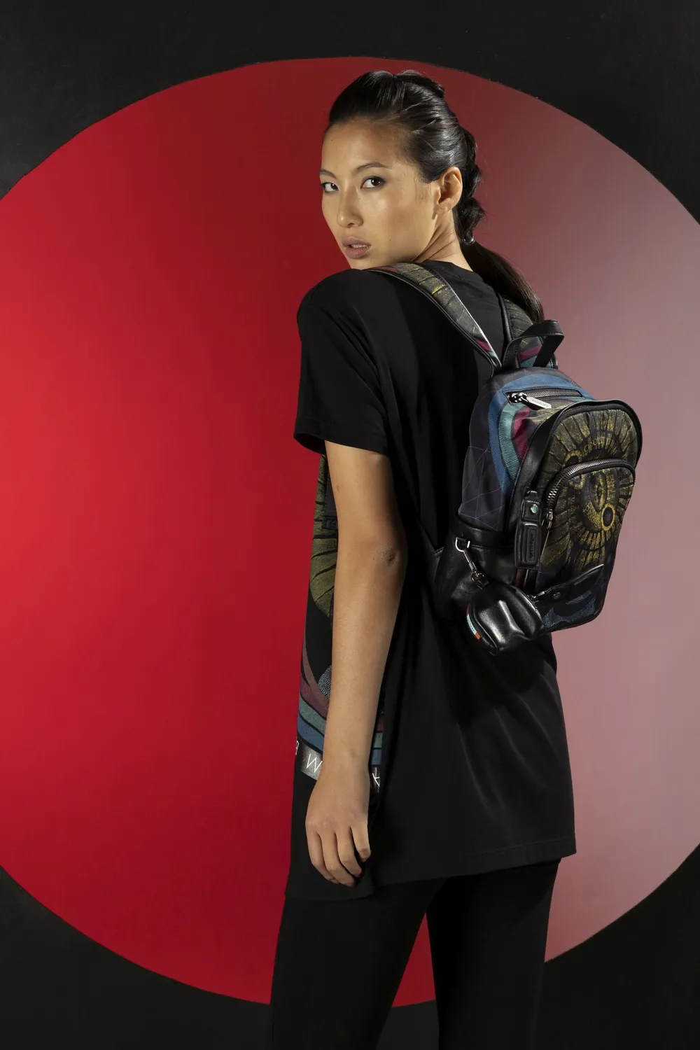 Gattinoni Planetarium Black rucsac mic negru 9L piele