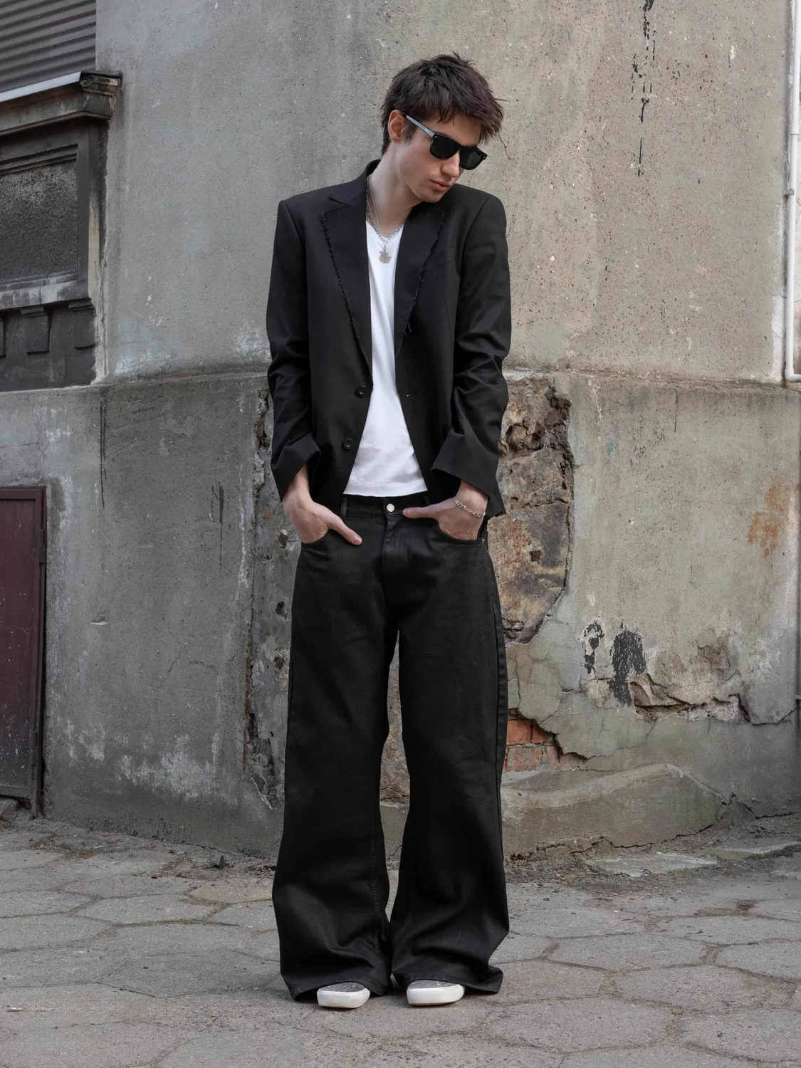 Enrage Worn Blazer sacou negru bumbac-in
