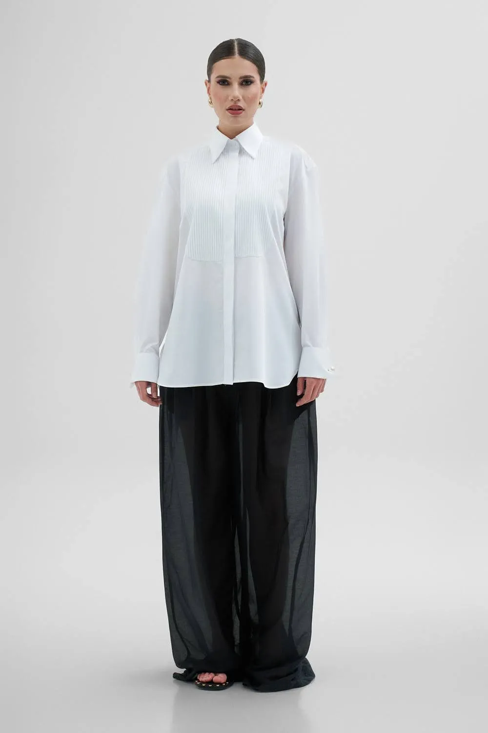Dualitae Lucie Oversize camasa bej bumbac ceremonie