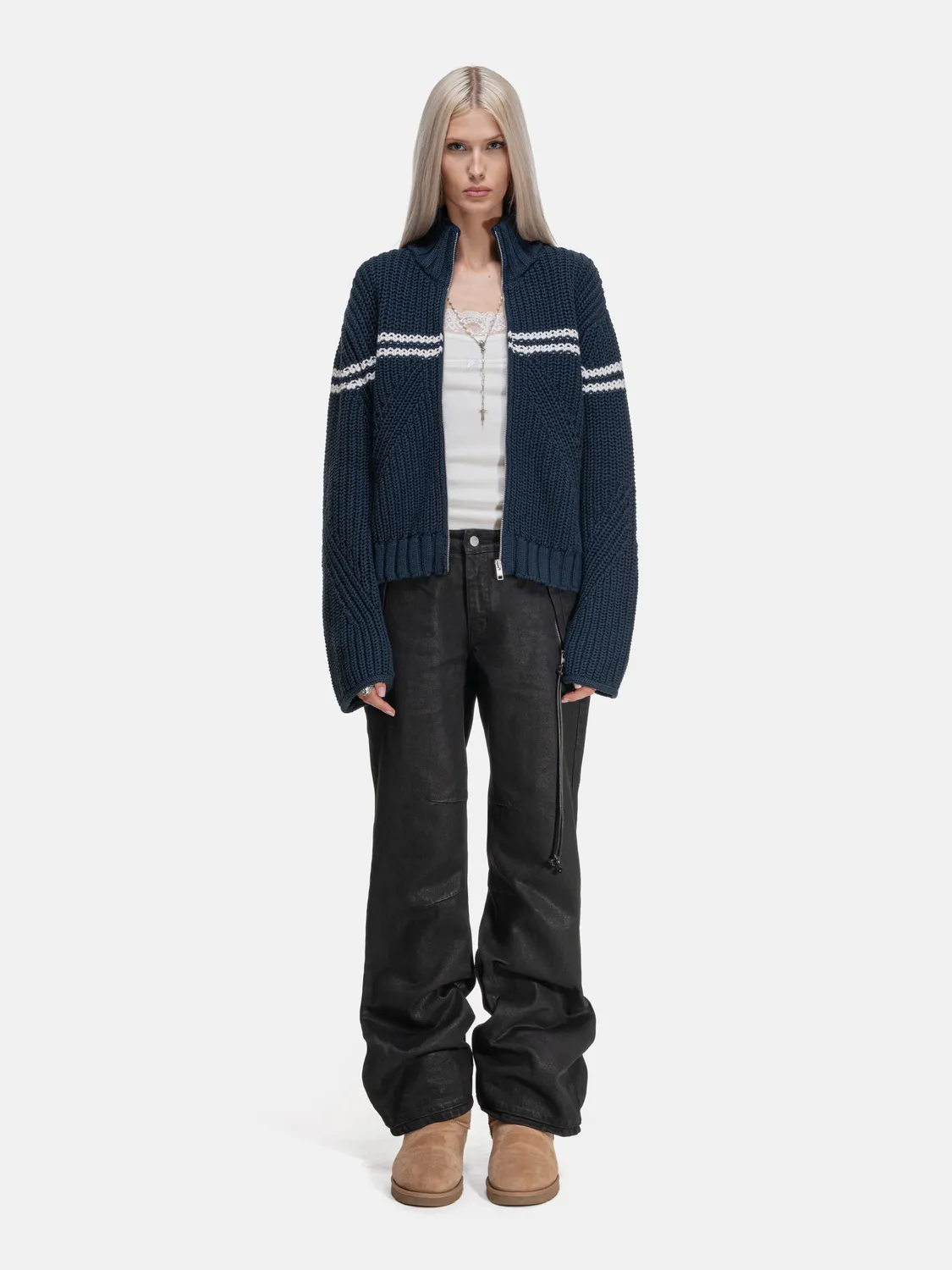 Enrage Zip Sweater pulover bleumarin bumbac