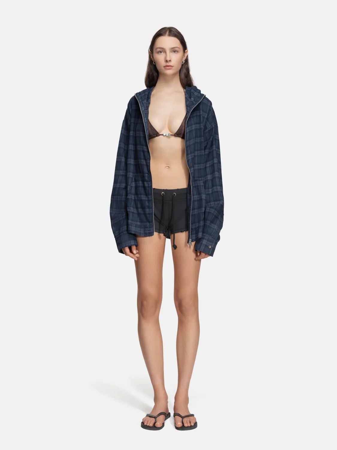 Enrage Flannel Hoodie hanorac bleumarin flanel