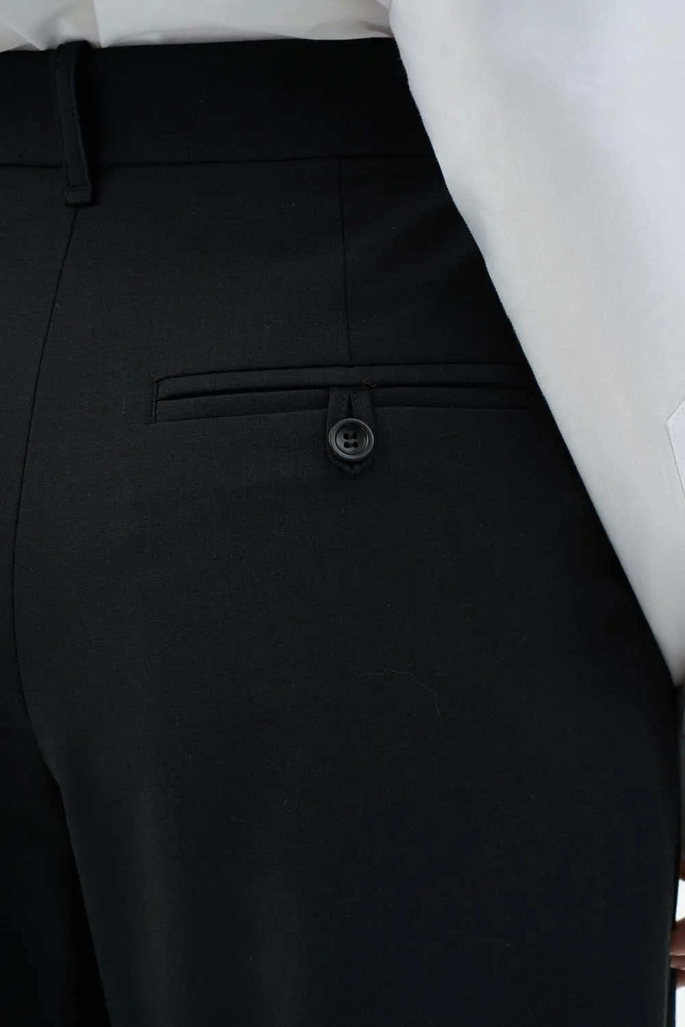 Dualitae MANON pantaloni negri stofa lungime 90 cm