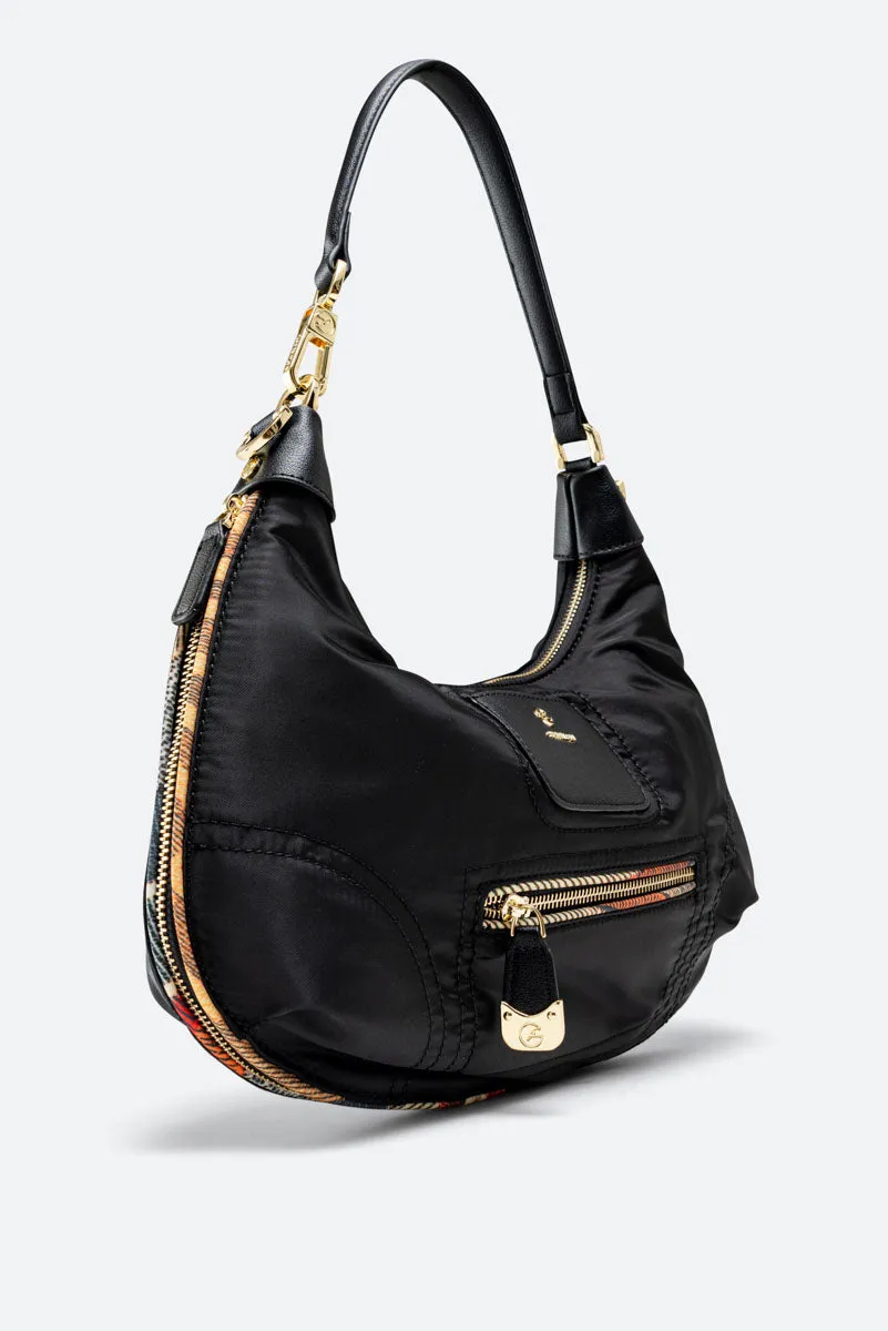 Gattinoni Colorsoul Hobo geanta nailon neagra 36cm