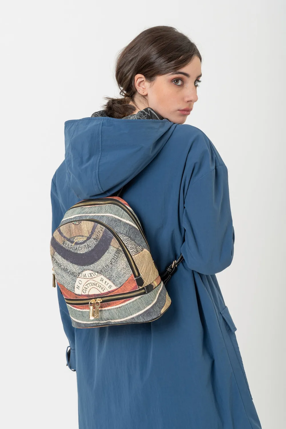 Gattinoni Planetarium Classic rucsac mediu watercolor cu fermoar