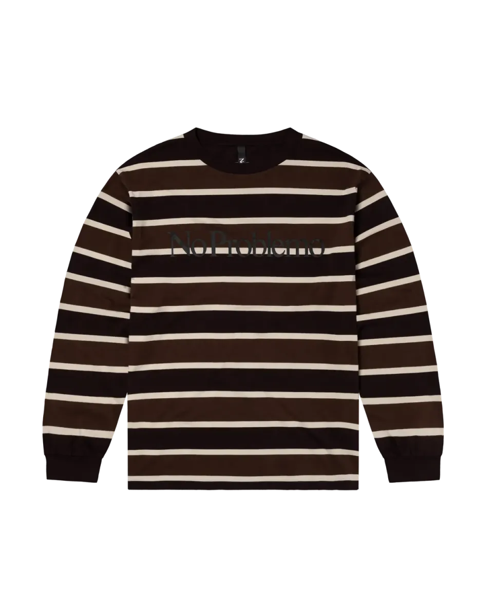No Problemo Striped LS Tee tricou maro bumbac